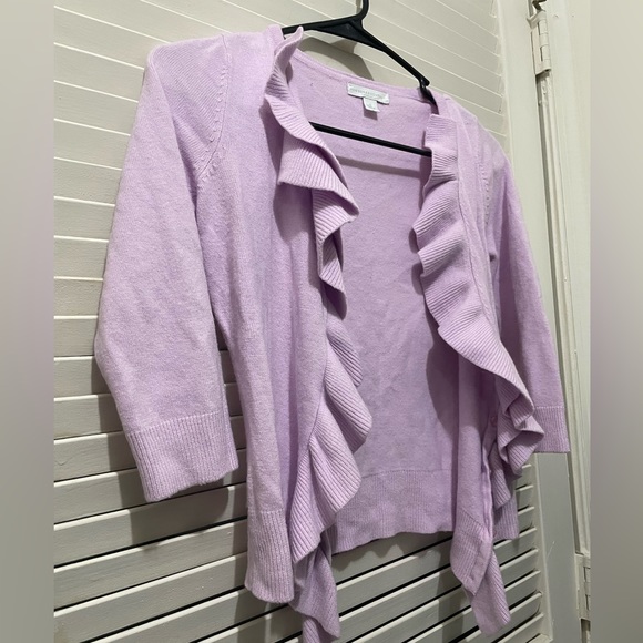 New York Company Women’s Ruffle Detail 3/4 Sleeve Cardigan EUC - Picture 4 of 4